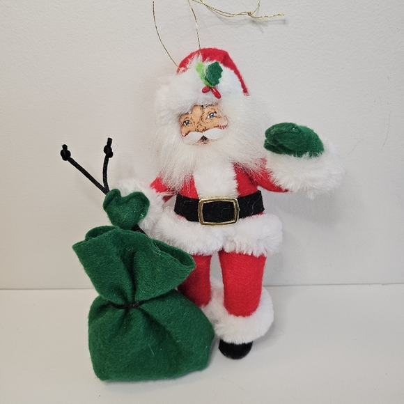 Annalee Santa Claus Christmas doll ornament Stuffed felt green bag 2016 - Picture 1 of 8